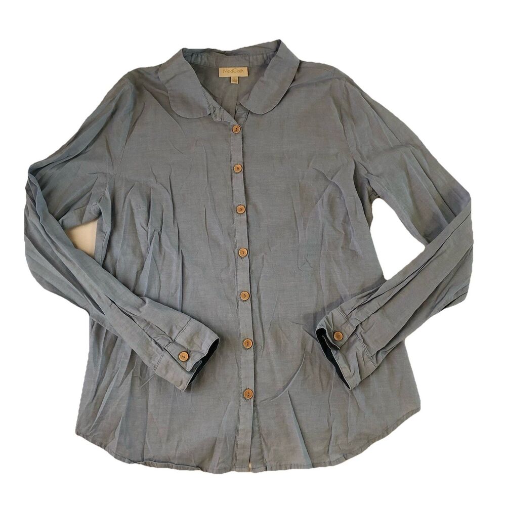 ModCloth Women’s Light Blue Peter Pan Collar Button Down Blouse Large